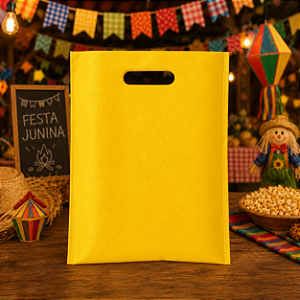 Sacola Lembrancinha Boca De Palhaço Decoração TNT Amarelo