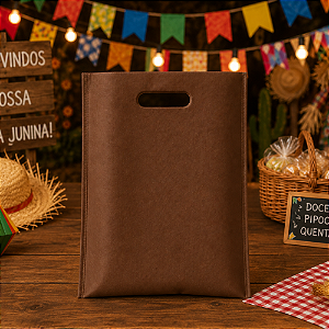 Sacola Lembrancinha Boca De Palhaço Decoração TNT Cor Marrom