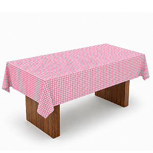 Painel TNT Decoração Xadrez Branco E Rosa Picotado Junino