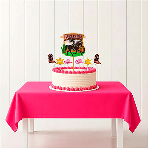 Topo de Bolo Boiadeira Decoração + Toalha de mesa 2M