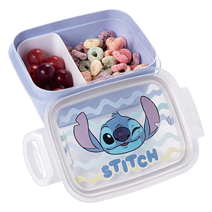 Marmita de Plástico com Trava Decorada Stitch 630 ml