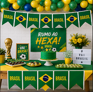 Rolo TNT Decoração Torcida Brasil Festa Copa Eventos 32cm x 25m