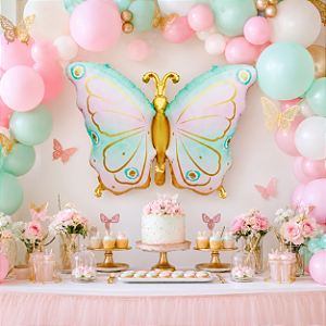 Balão Metalizado Decoração Asa Borboleta Com Alças Fantasia