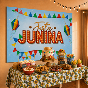 Kit festa junina Painel+Toalha Julina Arraia decora girassol