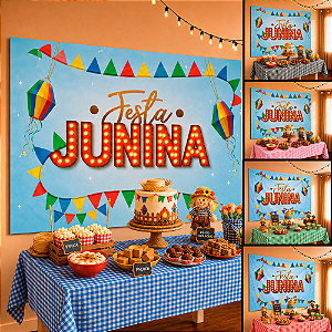 Kit festa junina Painel+Toalha Julina Arraia decoração TNT