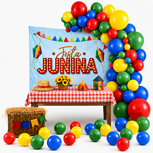 Kit festa junina Decoração Junino Arraia Arco Painel+Toalha