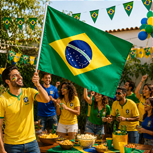 Bandeira Brasil Aste Decoração Carro festa loja bancada 90cm