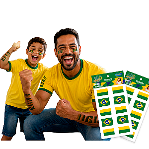 12 Tatuagem De Pele Decoração Torcedor Brasil Festa Copa