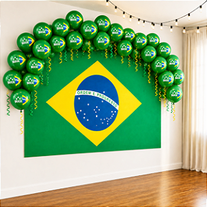 Kit Festa Brasil Decoração Aniversário Eventos Painel+Balão
