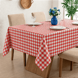 Toalha de Mesa Térmica para Cozinha Xadrez Vermelho Decoração 1,40m