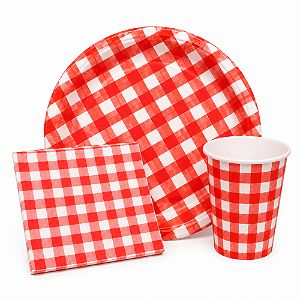 Kit Festa Junina Julina Arraiá Piquenique Xadrez Vermelho