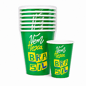 8 Copos Lembrancinha Decoração Brasil Copa Festa 300ML