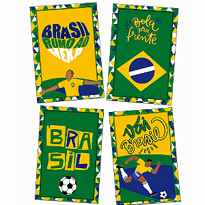 4 Quadros Decorativos Decoração Brasil Festa Copa 2026