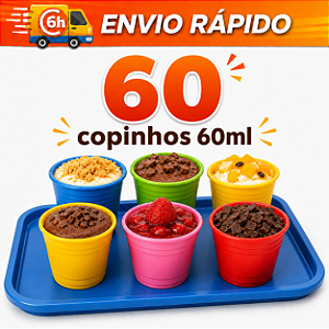 60 Copinhos p/Doces Brigadeiros 60ML Decoração Festa Anivers