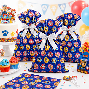 50 Sacolas Lembrancinha aniversário Patrulha Canina M decora