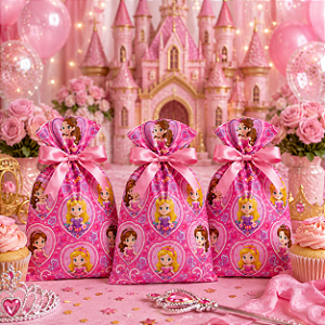 50 Sacolas Lembrancinha fest aniversário Princesas decoração