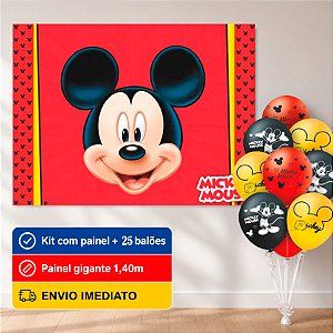 Kit Festa Mickey Decoração Aniversário Painel+25 Balões