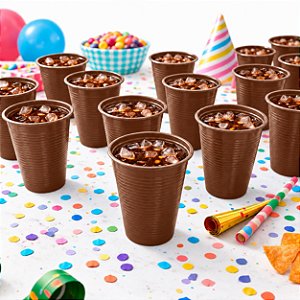 50 Copos Descartáveis Marrom 200ml Festa aniversário eventos