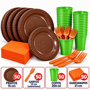 Kit Descartáveis Festa Leão Decoração safari selva 200pçs