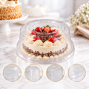 Embalagem B35AL Para Bolo Torta 500g Tampa Alta Lisa 15cm