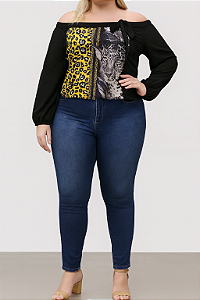 Blusa onça manga longa