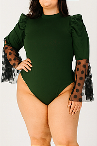 Body poá ponta de manga verde