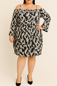 Vestido Mesclado Preto e Branco