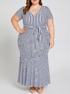 Vestido longo listrado