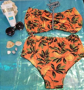 Biquíni faixa com amarração laranja