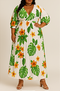 Vestido branco estampado