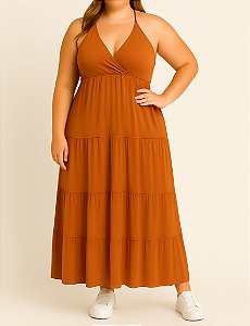 Vestido longo caramelo