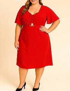 Vestido vermelho mangas