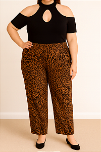 Calça pantalona animal print