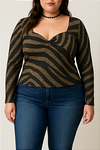 Manga longa decote princesa