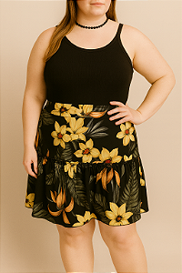 Saia preta estampada