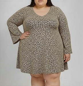 Vestido animal print manga longa
