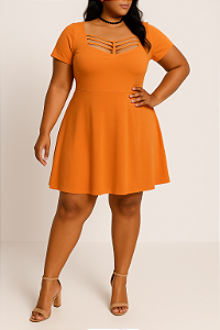 Vestido laranja manguinhas