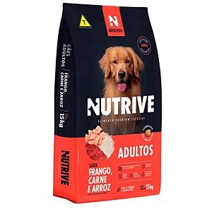 RAÇÃO NUTRIVE CÃES ADULTOS FRANGO,CARNE E ARROZ - 15KG