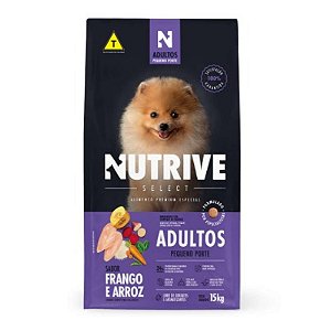 RAÇÃO NUTRIVE SELECT FRANGO E ARROZ CÃES CÃES ADULTOS PORTE PEQUENO -15KG