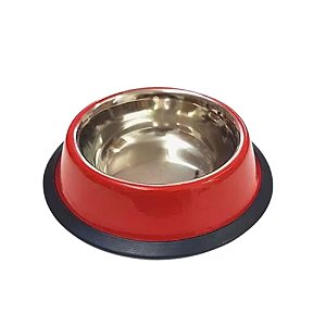 Comedouro  inox tigela vermelho-400ml
