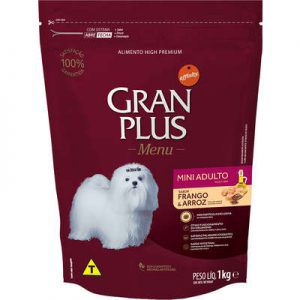 Ração GranPlus Menu Mini Frango e Arroz  - 1kg Cães Adultos