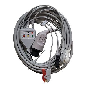 Cabo Paciente 3 Vias ECG Terminal Garra Compatível Dixtal