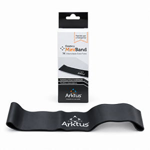 Mini Band Arktus Extra Forte Preta 25x5cm - Faixa Elástica de Látex