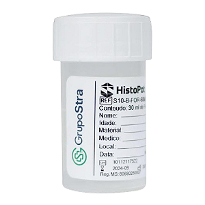 Histopot 60ml - Frasco Plástico com Tampa Rosca com 30 ml de Formol Tamponado 10% - HistoPot (Cx C/ 243 Und)