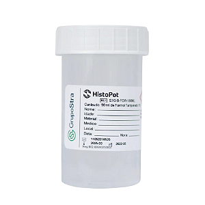 Frasco Plástico 180ml Histopot para Biópsia com Formalina Tamponada 10%