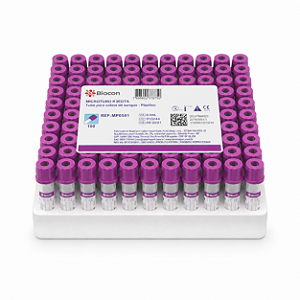 Tubo de Coleta EDTA K3 0,5ml Micro – Rack com 100 Unidades