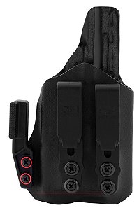 COLDRE KYDEX IWB DOUBLE OVERHOOK - INTERNO - GLOCK G19 G19X G23 G25 G45 MOS | LANTERNA (OLIGHT MODELOS BALDR)