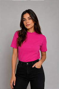 T- Shirt Gola Redonda Alta Pink