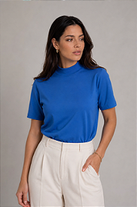 T- Shirt Gola Redonda Alta Denim