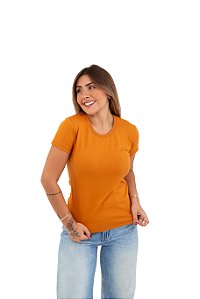 T Shirt Gola Redonda Lisa Caramelo